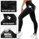 goobingoo High-Waisted Yoga Leggings - Tummy Control Squat-Proof Pants with Pockets