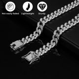 Silver Cuban Link Dog Chain Collar Crystal Pet Necklace