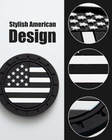 American Flag Car Cup Holder Coasters 4 Pack Anti-Slip 2.75" Black, Grey, colorful