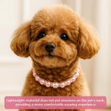 Pink Pearl Pet Necklace Adjustable Dog Cat Collar with Bow