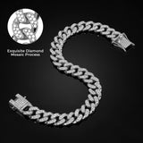 Silver Cuban Link Dog Chain Collar Crystal Pet Necklace