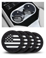 American Flag Car Cup Holder Coasters 4 Pack Anti-Slip 2.75" Black, Grey, colorful