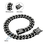 Silver Cuban Link Dog Chain Collar Crystal Pet Necklace