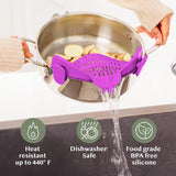 Clip-On Silicone Pot Strainer Heat Resistant Space Saving Kitchen Tool
