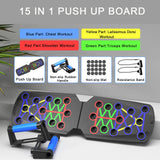 15-in-1 Push Up Board Foldable Home Gym with Handles & Resistance Bands