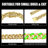 Gold Cuban Link Dog Collar Diamond Luxury Pet Necklace