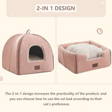 goobingoo Foldable Cat Cave Bed - 2-in-1 Covered Cat House Tent for Indoor Cats