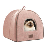 goobingoo Foldable Cat Cave Bed - 2-in-1 Covered Cat House Tent for Indoor Cats
