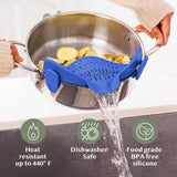 Clip-On Silicone Pot Strainer Heat Resistant Space Saving Kitchen Tool