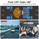 Dual Dash Cam Front and Inside 1080P 720P – 170 Wide Angle with Night Vision & Parking Monitor