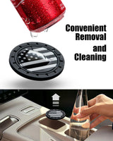 American Flag Car Cup Holder Coasters 4 Pack Anti-Slip 2.75" Black, Grey, colorful