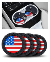 American Flag Car Cup Holder Coasters 4 Pack Anti-Slip 2.75" Black, Grey, colorful