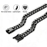Silver Cuban Link Dog Chain Collar Crystal Pet Necklace
