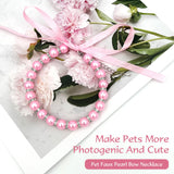 Pink Pearl Pet Necklace Adjustable Dog Cat Collar with Bow