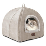 goobingoo Foldable Cat Cave Bed - 2-in-1 Covered Cat House Tent for Indoor Cats