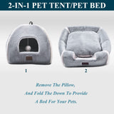 goobingoo Foldable Cat Cave Bed - 2-in-1 Covered Cat House Tent for Indoor Cats