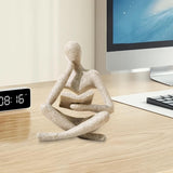Thinker Statue Abstract Reading Sculpture Modern Home Office Shelf Decor