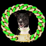 Gold Cuban Link Dog Collar Diamond Luxury Pet Necklace