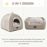 goobingoo Foldable Cat Cave Bed - 2-in-1 Covered Cat House Tent for Indoor Cats