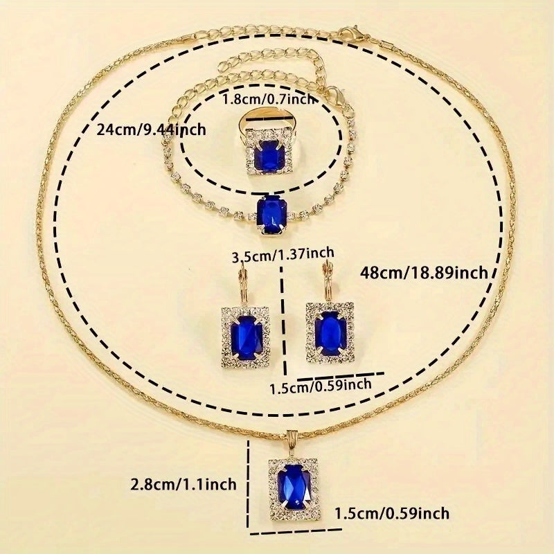 Elegant 6pcs Women's PU Leather Quartz Watch & Jewelry Gift Set - Matching Bracelet, Ring, Earrings & Necklace - Complete Accessory Suite for Birthdays,, Weddings - Luxury Watch for & goobingoo