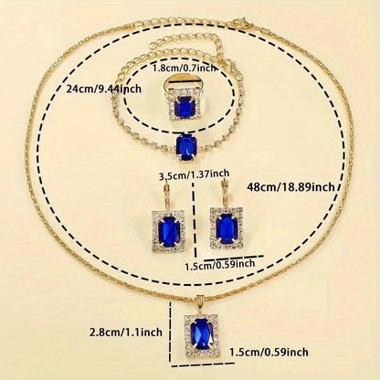 Elegant 6pcs Women's PU Leather Quartz Watch & Jewelry Gift Set - Matching Bracelet, Ring, Earrings & Necklace - Complete Accessory Suite for Birthdays,, Weddings - Luxury Watch for & goobingoo