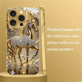 New Luxury Golden Series Phone Case – Diamond Accents & Golden Horse Motif (iPhone Compatible) goobingoo
