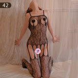 Women Sheer Lingerie Set Fishnet Bodysuit with Stockings