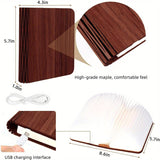 3D LED Book Night Light – USB Rechargeable Magnetic Foldable Wooden Desk Lamp