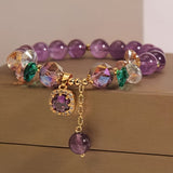 Amethyst Bead Bracelet with Cubic Zirconia