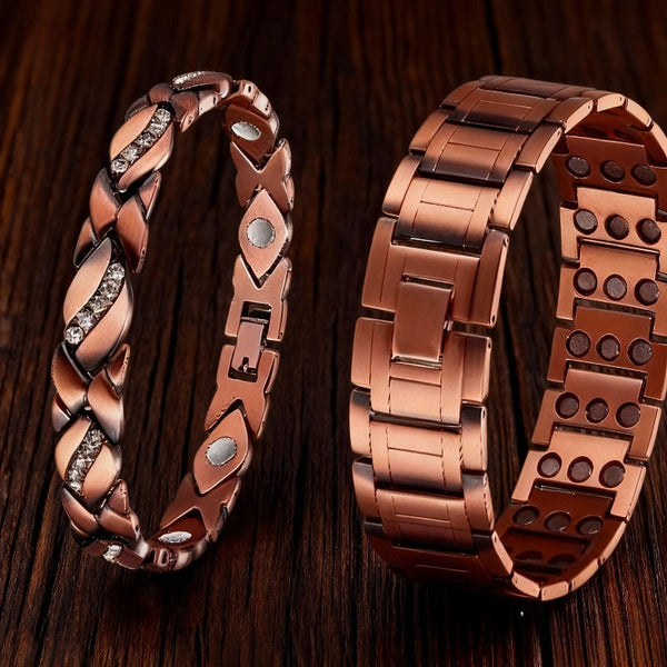 2pcs Magnetic Copper Bracelets for Men & Women – Adjustable Unisex Bracelets, Couple Jewelry Gift for Father’s Day, Mother’s Day & Special Occasions goobingoo