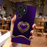 Matte Black Heart-Shaped Tempered Glass Case – Compatible with Samsung Galaxy S24 Series & Previous Models
