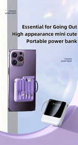 Premium 10000mAh Mini Portable Power Bank – 4-in-1 Built-In Cable, 22.5W Super Fast Charging