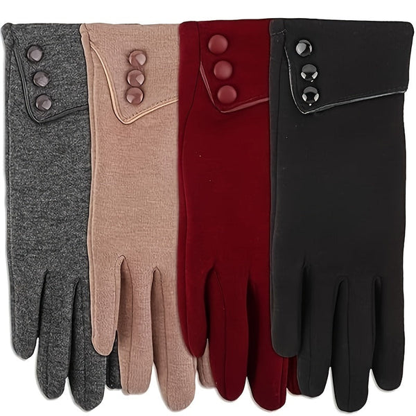 4 Pairs Women’s Winter Touchscreen Gloves – Windproof Fleece Lined Cold Weather Gloves for Phones, Driving & Outdoor Activities goobingoo