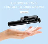 40" retractable selfie stick tripod with wireless remote and 360° rotation. Stable anti-shake design ideal for travel, vlogs, live streaming, iPhone & Android.