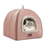 goobingoo Foldable Cat Cave Bed - 2-in-1 Covered Cat House Tent for Indoor Cats