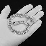 Silver Cuban Link Dog Chain Collar Crystal Pet Necklace