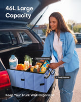Foldable Car Trunk Organizer SUV Storage Box 2 Compartment Heavy Duty