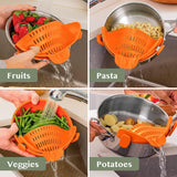 Clip-On Silicone Pot Strainer Heat Resistant Space Saving Kitchen Tool