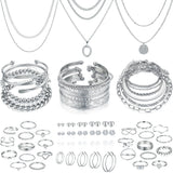 68PCS Gold Jewelry Set for Women Necklaces Bracelets Rings Earrings Bundle