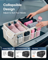 Foldable Car Trunk Organizer SUV Storage Box 2 Compartment Heavy Duty