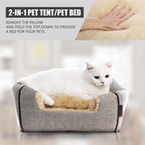 goobingoo Foldable Cat Cave Bed - 2-in-1 Covered Cat House Tent for Indoor Cats