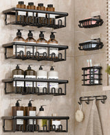 goobingoo Home, 8 floating spice rack, wall mounted organizer, hanging kitchen shelves, metal wire spice organizer, pantry storage racks, cabinet door shelves, seasoning bottle holder, rustic kitchen tier, hanging hooks organizer