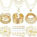 68PCS Gold Jewelry Set for Women Necklaces Bracelets Rings Earrings Bundle