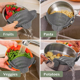 Clip-On Silicone Pot Strainer Heat Resistant Space Saving Kitchen Tool