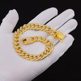 Silver Cuban Link Dog Chain Collar Crystal Pet Necklace