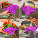Clip-On Silicone Pot Strainer Heat Resistant Space Saving Kitchen Tool