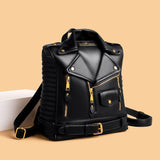 Women’s Moto Jacket Style Backpack – Fashion Versatile Daypack with Zipper Closure & Lined Interior, BORA&YAFISH Brand