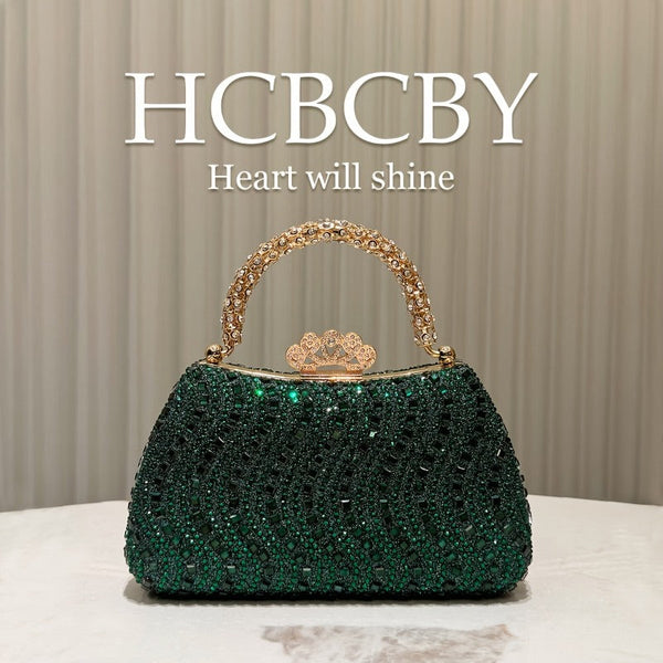 Women’s Glossy Evening Clutch Bag – Luxury Shiny Handheld Purse with Crossbody Chain & Wrist Strap, Wedding Party Dinner Handbag goobingoo