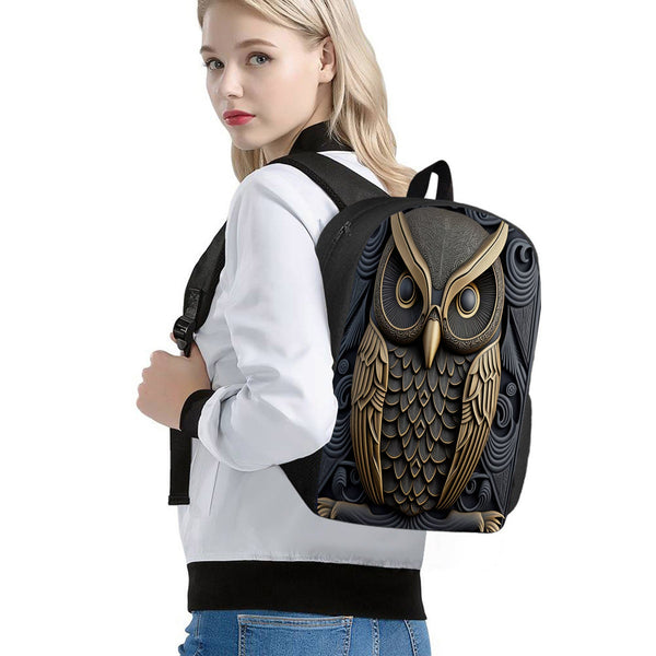 1pc Elegant Owl Pattern Backpack | Fashion Print 16-inch, Adjustable Shoulder Strap, Large Capacity Laptop Backpack, Unisex, Suitable for Outdoor Leisure and Daily Commute, Perfect Christmas Gift goobingoo