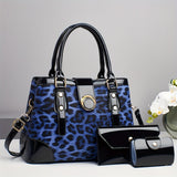 3pcs Women’s Handbag Set – Large Capacity Leopard Print Bags with Adjustable Crossbody & One-Shoulder Straps, Work, Party & Christmas Gift Set
